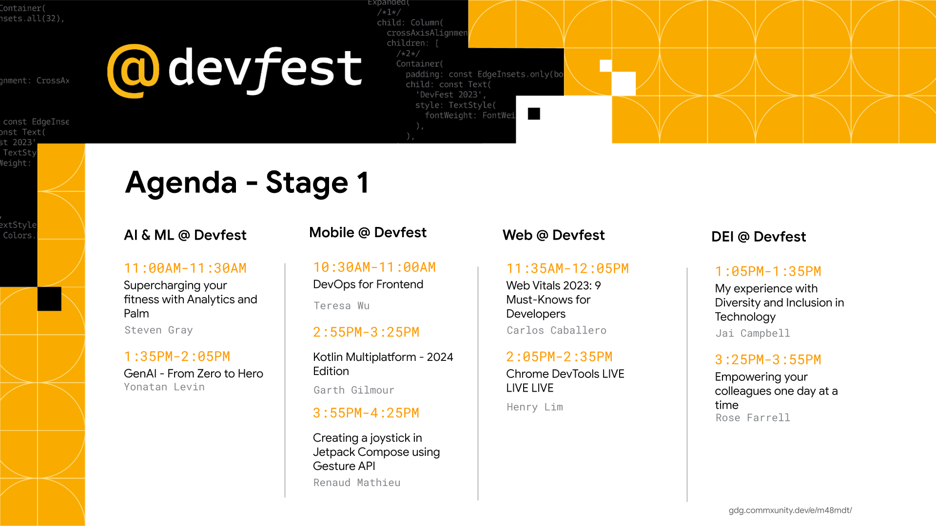 DevFest Ireland 2023 - Dublin Agenda 1